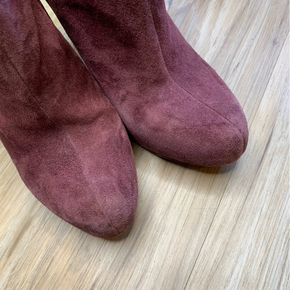 SAM EDELMAN Purple Suede Ankle Booties "Keaton" Hidden Platform Heels Size 7.5 - Picture 2 of 11